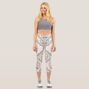 Vintage flower branches, Indian textile. Capri Leggings