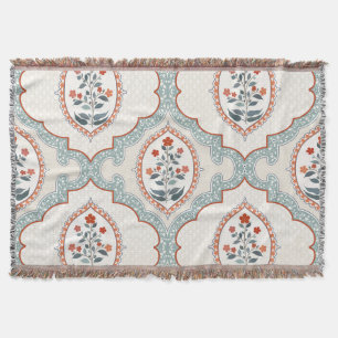 Vintage flower branches, Indian textile. Throw Blanket