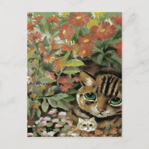 Vintage Flower Cats Postcard