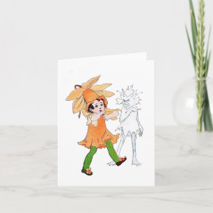 Vintage Flower Children Daffodil Folded Note Card
