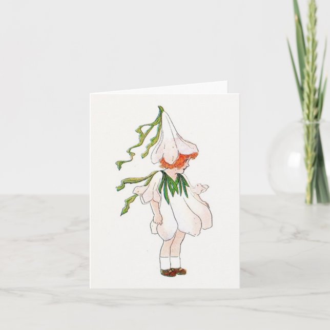 Vintage Flower Children Folded Note Card (Front)