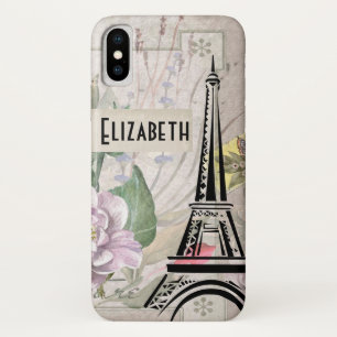 Vintage Flower Collage & Eiffel Tower Illustration Case-Mate iPhone Case
