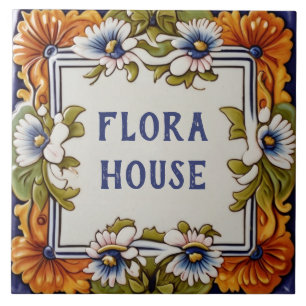 Vintage Flower Custom House Name Plate Sign Plaque Tile