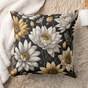 vintage flower design throw pillow