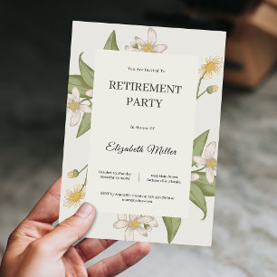 Vintage Flower Elegant Script Retirement Party Invitation