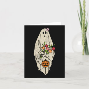 Vintage Flower Floral Ghost Cute Funny Halloween C Card