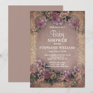 Vintage Flower Framed Baby Shower Invitation