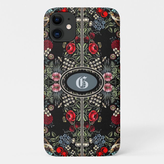 Vintage Flower Garden Monogrammed Case-Mate iPhone Case (Back)