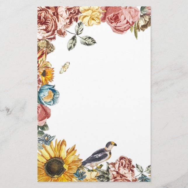 Vintage flower garden stationery (Front)