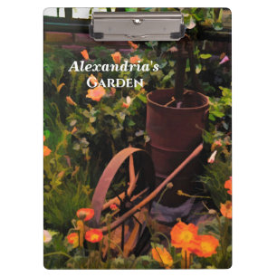 Vintage Flower Garden Watercolor Floral Custom   Clipboard