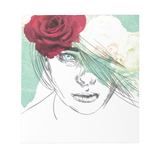 Vintage flower girl illustration notepad (Front)