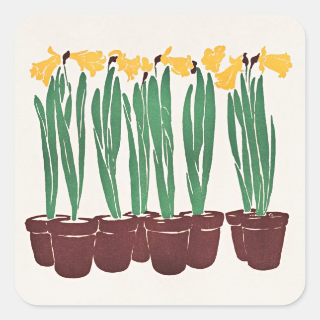 Vintage Flower Illustration, 1898, Square Sticker (Front)