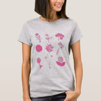 Vintage Flower Illustration Collage in Pink