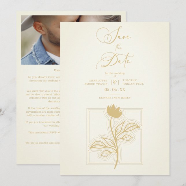 Vintage Flower Modern Script Custom Photo Wedding (Front/Back)