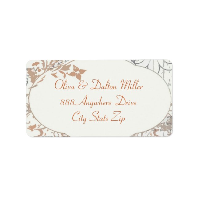 Vintage Flower Orange Fleur Address Label (Front)