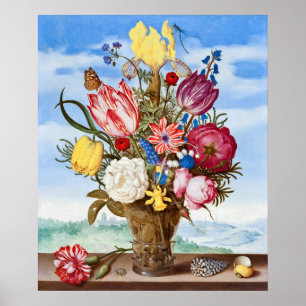 Vintage Flower Painting Poster