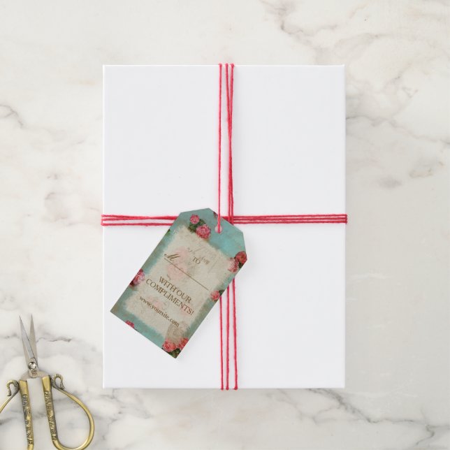 Vintage Flower Paper - Gift Tag (With Twine)