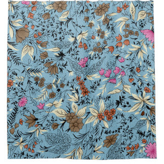 Vintage flower pattern, blue background.