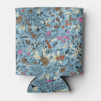 Vintage flower pattern, blue background. can cooler