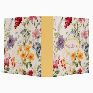 vintage flower pattern in soft colours with name binder