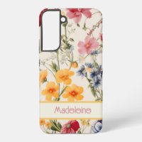 vintage flower pattern in soft colours with name