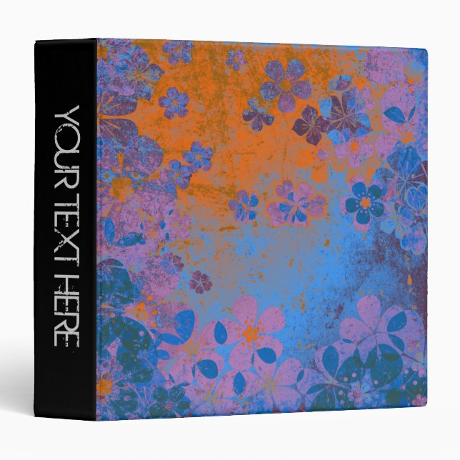 Vintage flower pattern on grunge background binder (Front/Spine)