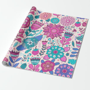 Vintage flower pattern. Seamless botanic texture, Wrapping Paper
