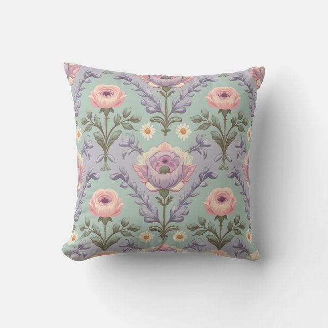 vintage flower pattern throw pillow (Front)