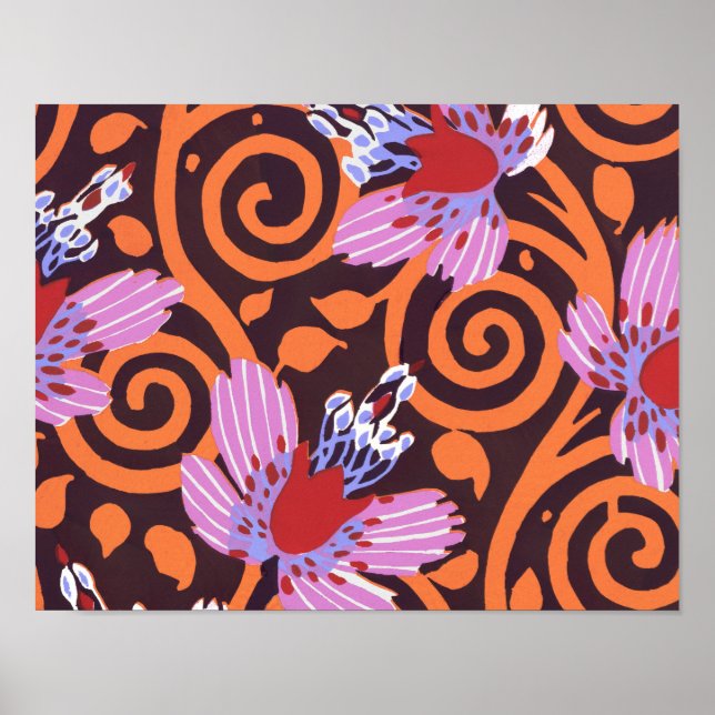 Vintage flower patterns B Small Poster (Front)