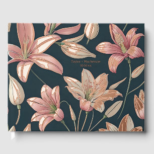 Vintage Flower Personalized Wedding Real Foil Guest Book