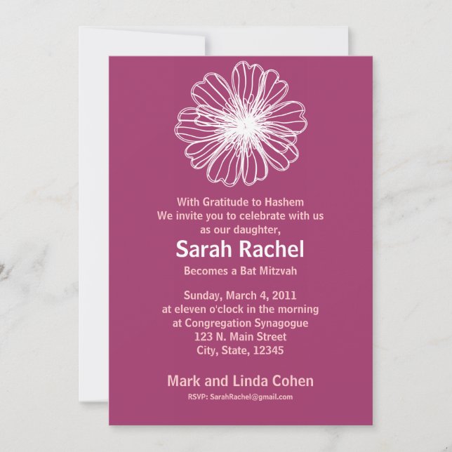 Vintage Flower PInk Invitation (Front)