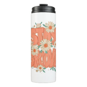 Vintage Flower Power and Daisy Graphic Thermal Tumbler