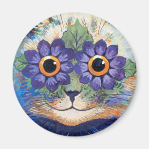 Vintage Flower Power Hippie Cat Magnet