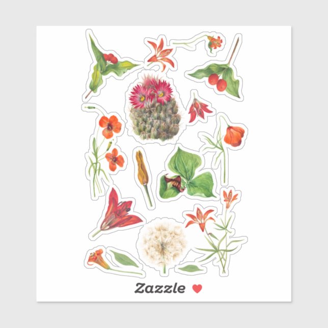 Vintage Flower Scrapbook Stickers (Sheet)