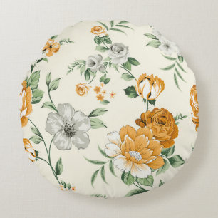 Vintage flower seamless vintage pattern on backgro round pillow