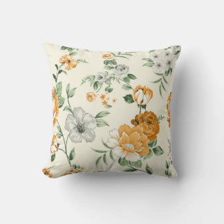 Vintage flower seamless vintage pattern on backgro throw pillow
