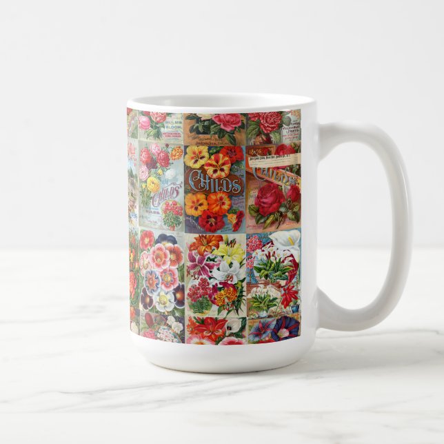 Vintage Flower Seed Packets Garden Collage Coffee Mug (Right)
