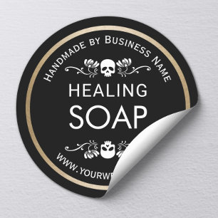 Vintage Flower & Skull Handmade Healing Soap Classic Round Sticker
