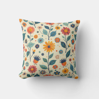 Vintage flower square cushion.ver.3 throw pillow