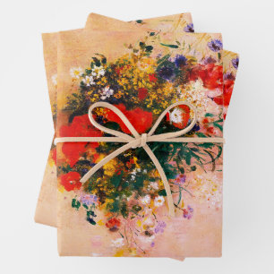 Vintage Flower Vase Wrapping Paper Sheet