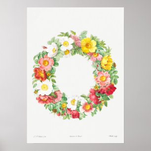 Vintage Flower Wreath Illustration Poster
