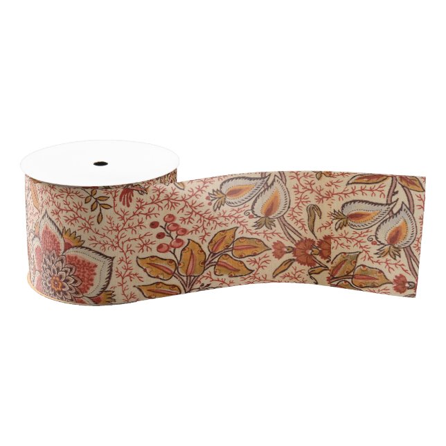 Vintage Flowering Vine Botanical Print Grosgrain Ribbon (Spool)