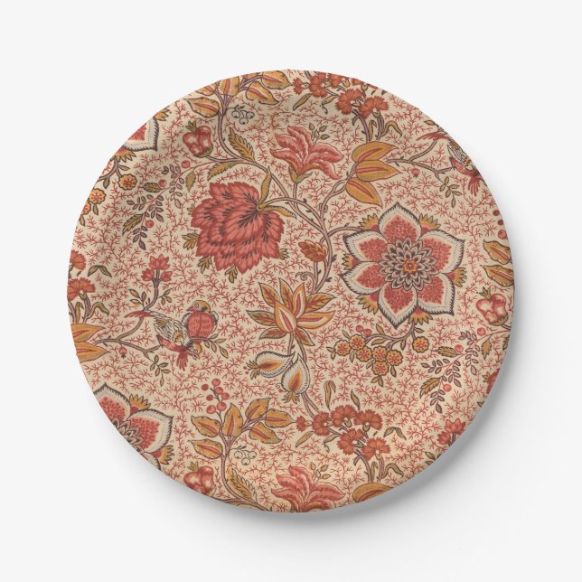 Vintage Flowering Vine Botanical Print Paper Plate (Front)