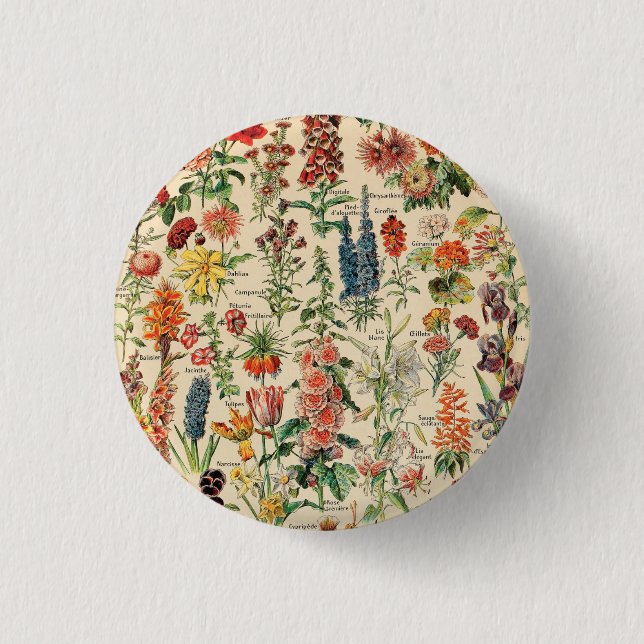 Vintage Flowers 1 Inch Round Button (Front)