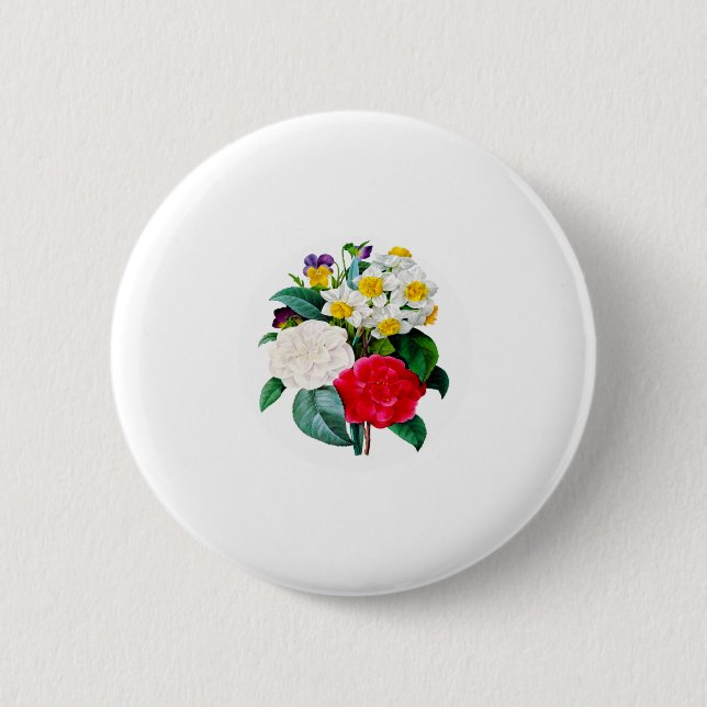 Vintage Flowers 2 Inch Round Button (Front)
