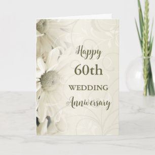 Vintage Flowers 60th Wedding Anniversary Card