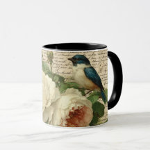 vintage flowers and bird