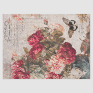 Vintage Flowers and Butterfly Decoupage Tissue Paper