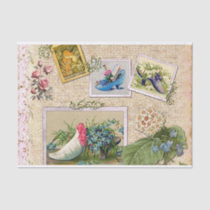Vintage Flowers and Cute Fashion Shoes Collage Tissue Paper