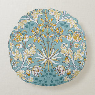 Vintage flowers and foliage seamless pattern on li round pillow